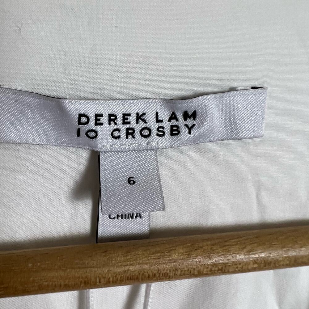 Derek Lam 10 Crosby Greta Ruffle Sleeve V-Neck White Poplin Midi Dress Sz 6 New - Picture 8 of 10